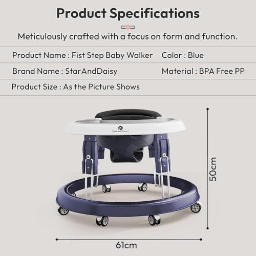 Image of StarAndDaisy Walker for Baby /Kids 6 to 24 Months, Baby Walker Boys & Girls with 360 Rotational Wheels & Padded Seat, Foldable Walker for Kids for 1 Year with Adjustable Height -Blue