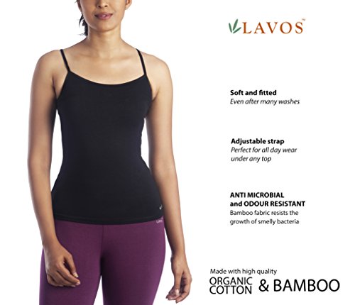 Image of Lavos Women's Camisoles, Sleeveless Long Tank Top, Anti-Microbial Bamboo Cotton Camisole Slip, Adjustable Straps Spaghetti Tops, Comfortable Inner Slips for Women