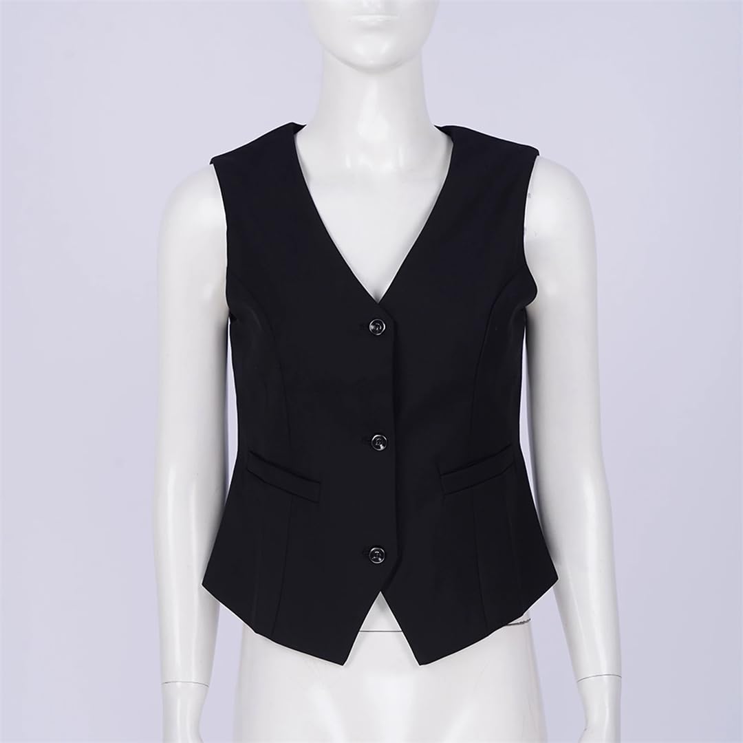 Wjnvfioo Chalecos formales para mujer, con botones, sin mangas, elegante, para oficina, trajes clásicos, chaleco, ropa de trabajo