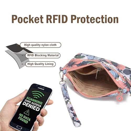 Image of Small Wristlet Wallets for Women Nylon RFID Cross body bag | Cell Phone Purse with Built-In Card Slots for Daily Outings