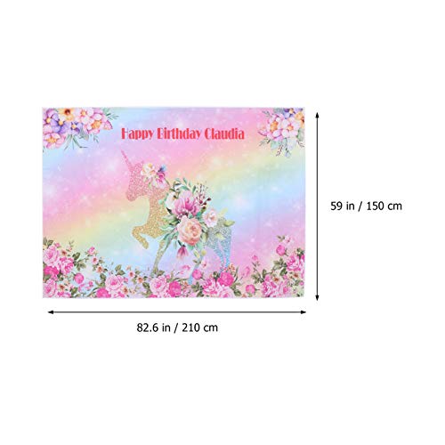 KESYOO 1 PeÃ§a de Pano de Fundo de AniversÃ¡rio de CrianÃ§as de UnicÃ³rnio (210X150cm)