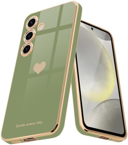 Teageo for Samsung S23 Ultra Case Cute Heart Pattern for Women Girls Slim Luxury Bling Plating Soft TPU Anti-Scratch Shockproof Bumper Phone Case for Samsung Galaxy S23 Ultra 5G, Lavender