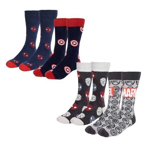Set de 4 Calcetines Marvel diseño Spiderman y Capitan America Talla 38-45