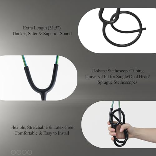 Image of Stethoscope Replacement Tube Rainbow Black Tubing fits for Littmann III