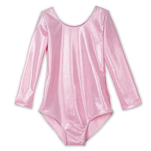 Image of Domusgo Toddler Leotard Gymnastics Long Sleeve, Sparkly Tumbling Dance Leotards for Baby Girls Kids Teens 2-14 Years