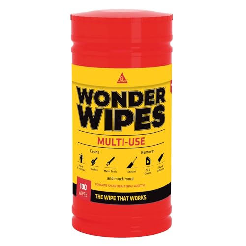 Sika Wonder Wipes Multi-Use Cleaning Wipes for the Building Trade - Specially Formulated to Clean Hands Tools and Surfaces - 100 Wipes