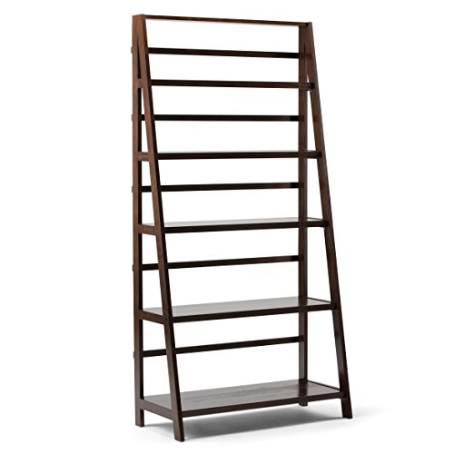 Image of SIMPLIHOME Acadian 36 inch Ladder Bookcase in Brunette Brown (Set of 2)