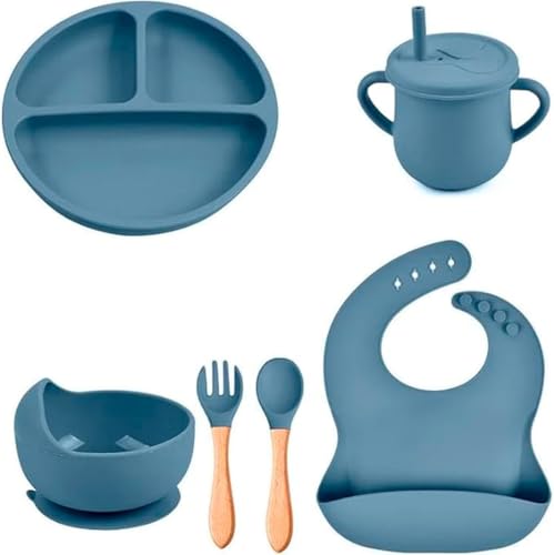 Kit Introdução Alimentação Bebê 6 Peças em Silicone com Ventosa –...
