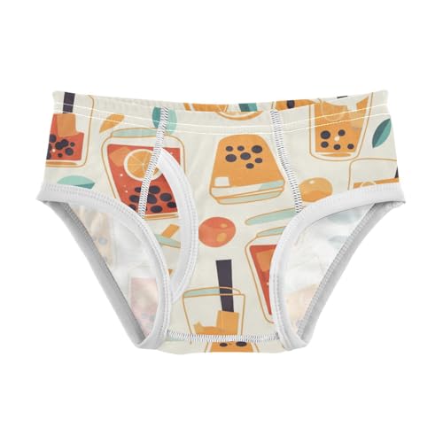 KLL Bubble Tea Pattern Boys Toddler Cotton Athletic Underwear Breathable Children Panties