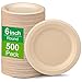 Greconv 6 Inch Paper Plates, 500 Pack Bulk, Small 100% Compostable Plates Made From Sugarcane Fibers, Eco-Friendly Disposable for Dessert Cake, Brown 1