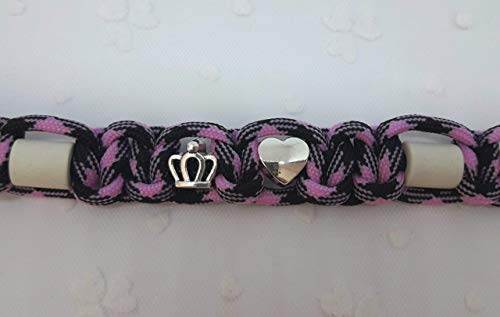 EM-Keramik-Halsband für Hunde/EM - Hundehalsband/EM Band - Betty/schwarz-rosa