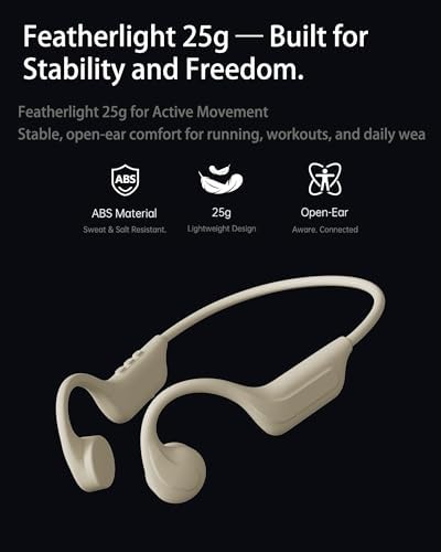 New Bone Conduction Headphones Bluetooth 6.0, Open Ear Headphones with Mic, 3 EQ Modes, Anti-Leak Audio, Dual Pairing, 10H Playtime, 25g Lightweight, IP65 Waterproof for Running, Cycling & Hiking - 3