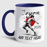 World 2026 Cup White Mug Gift For Fan Japan National Soccer On Birthday Father's Day, Personalized Football Fan Accent Coffee Cup 11 15 Oz, Customized Choose Text Japan Football Fan Travel Mug Gift