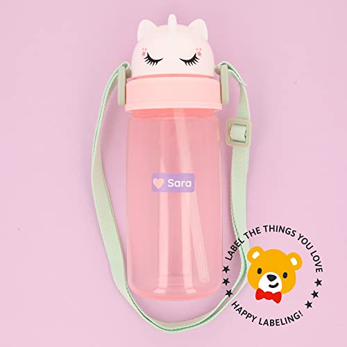 Teddylabels - 120 Personalized Name Labels (1.2” x 0.5”) to Use on Clothes and Gear. Waterproof and Self-Adhesive Labels for Everyone – Toddlers, School Kids, and Parents - Shapes - Purple - 5