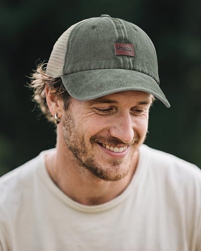 Image of Croogo Leather Patch Mesh Back Cap Washed Cotton Dad Hat | Breathable Material /Adjustable Design /Unstructured Hats /Vintage Wash /Exclusive Products
