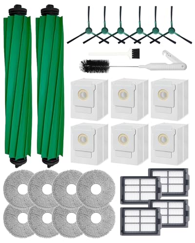 Yivy 28 Piezas de Recambios para iRobot Roomba Plus 405/505 Combo robot barredor,Kit Accesorios de Repuesto 2 Cepillo Principal,6 Cepillos Laterales,4 HEPA Filtros,6 Bolsas,8 Paños