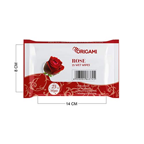 Image of Origami Wipes - 15 x 20 cm - 25 Pulls Per Pack - Pack of 4-100 Wipes - Rose all skin type.