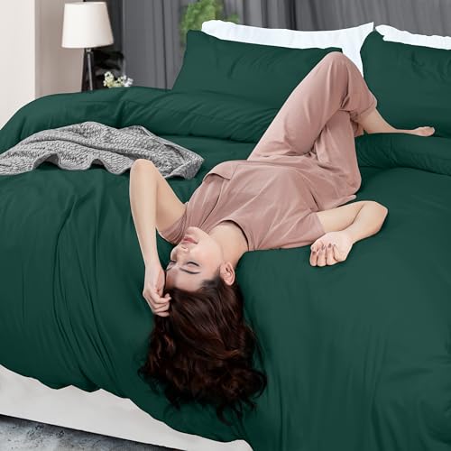 Utopia Bedding Duvet Cover King Size - 3 Piece with Zipper Closure - 1 Comforter Cover 104X90 Inches & 2 Pillow Shams 20X36 Inches (Emerald) Comforter Not Included
