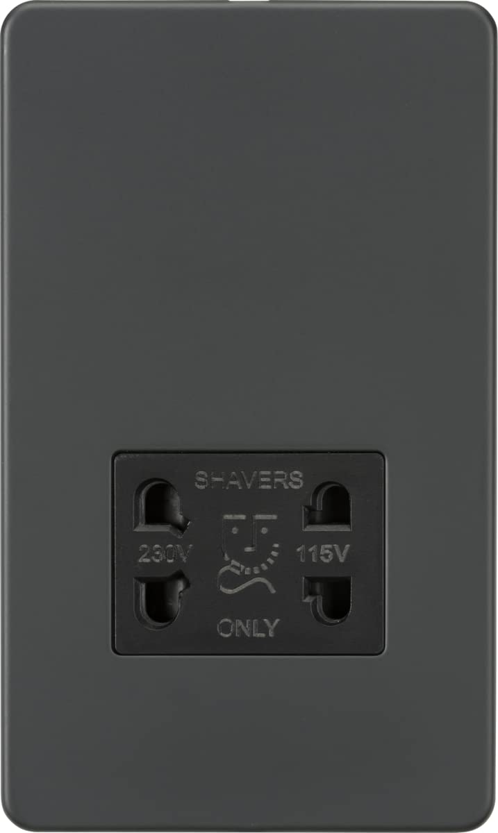 Knightsbridge Antracite 115V/230V Dual Voltage Shaver Socket - Anthracite