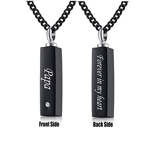 VNOX Personalized Forever in My Heart Cremation Jewelry Cube Urn Necklace for Ashes Keepsake Memorial Cremation Pendant,24" Chain+ Funnel Fill Kit2