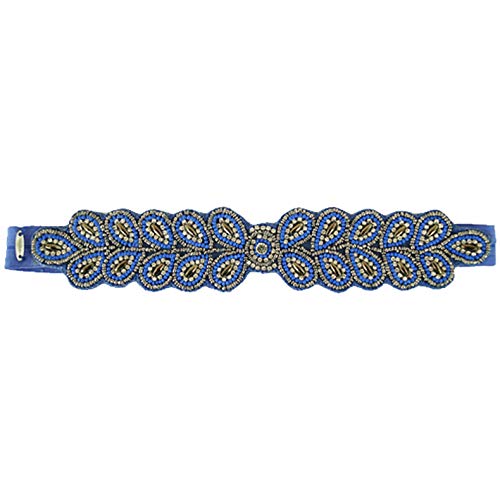Pink Pewter Authentic Black Label "Anastasia" Blue Beaded Nylon Headband Hair Jewelry