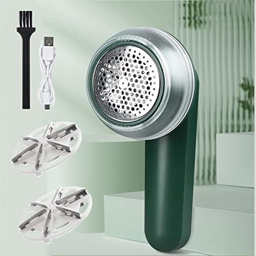 DAWUSU Electric Lint Remover Rechargeable,Instantly Portable Fuzz Remover Fabric Shaver,Fabric Shaver Fuzz Remover, Sweater Shavers to Remove Pilling,with 2 Replaceable Blades (Green)
