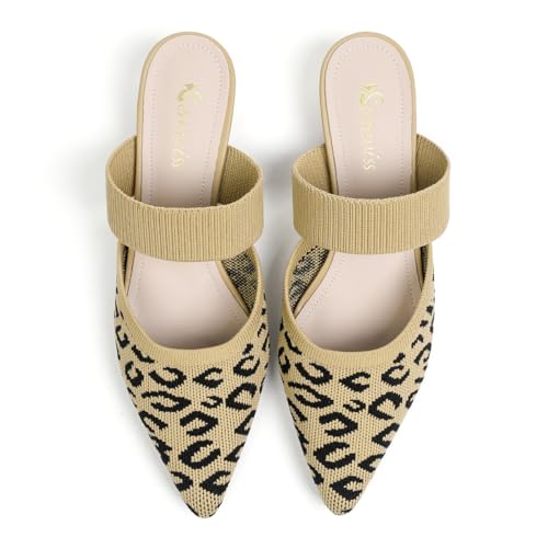 Image of Semwiss Pointed Toe Mules for Women Chunky Low Heeled Sandals Breathable Backless Mesh Knit Slip on Loafers