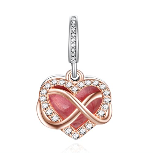 Image of S925 Sterling Silver Rosegold Infinity Love Charm Pendant,Gifts for Family Friends Girlfriend, Valentine's Day Birthday Christmas Anniversary Jewelry