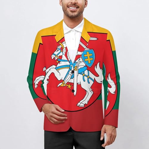 Lithuania Flag Lithuanian Emblem Classic Suits Blazer for Men Business Tuxedo Jacket Sport Coat Two Buttons2