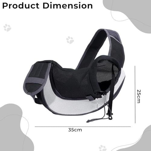 Image of Kraptick Pet Sling Carrier, Pet Carrier Bag for Shitzu Puppy, Cat, Rabbit with Comfortable Adjustable Pouch Single Shoulder Carry Tote Handbag for Pets (Large, Black & White)