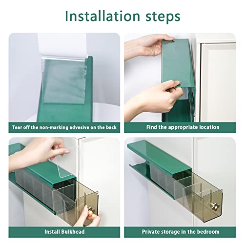 Tynulox Push-Pull Underwear Storage Drawer | Detachable Dividers Design | Green Wall-Mounted Compartmental Debris Sorting Box | Data Line Storage Box | Multi-Purpose Underwear Socks Organizer, 1 Pcs #TOP5