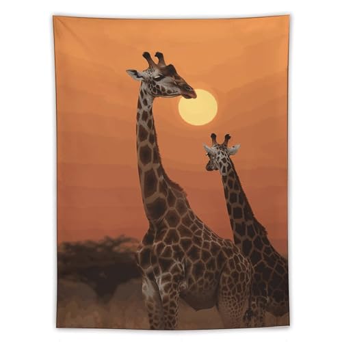 Tapisserie murale girafe coucher de soleil pour habiller un mur vide