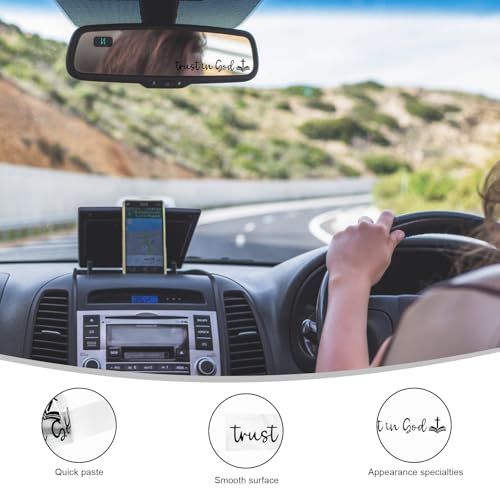 Image of DXNQ Trust in God Rearview Mirror Decals, Automotive Vinyl Rear View Mirror Decorative Stickers, Waterproof Trust in God Stickers for Car Truck Laptop, Car Accessories (2PCS,Black,Style 2)