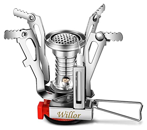 WILLOR Portable Camping Gas Stove with Piezo Ignition Small Backpacking Stove Mini Propane Camping Cooking Stove for Outdoor Camping Hiking Cooking