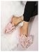 OYOANGLE Women's Cute Bow Decor Solid Slippers Fashion Home Slippers Open Toe Furry Bedroom Slipper Light Pink 8.5