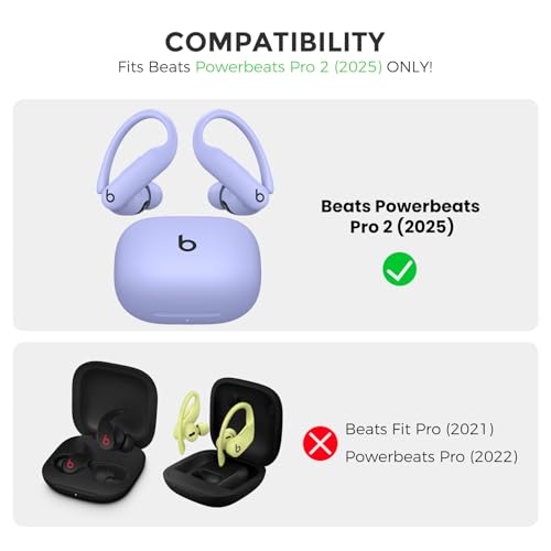 AhaStyle Silicone Case for Beats Powerbeats Pro 2 (2025) with Cleaning Kit & Carabiner [Top Logo Visible] Shockproof Full Protective Skin Case Cover Compatible with Beats Powerbeats Pro 2 2025 (Black) by AHASTYLE - Image 2
