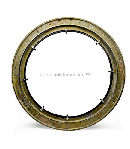 Nagina International Antique Brass Porthole Mirror | Maritime Ship's Decor | Wall Hanging (6 Inches) - Image 2