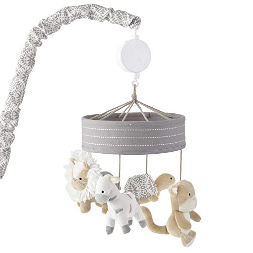 Levtex Baby - Tanzania Musical Rotating Baby Crib Mobile - Lion, Giraffe, Elephant - Grey, Tan, Cream - Nursery Accessories