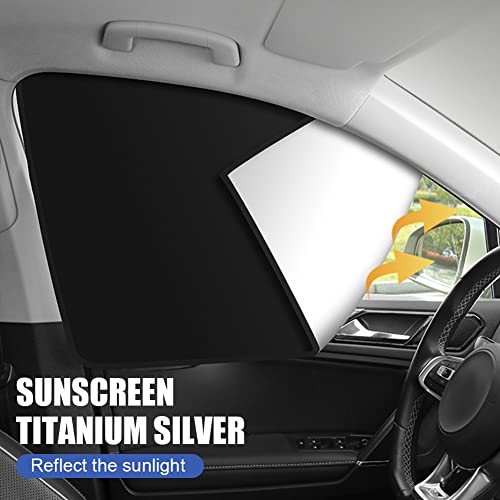 Greceyou 2Pcs Car Side Window Sun Shades, Universal Magnetic Sunshades Privacy Curtains, Protection From Sun Heat And Uv, Car Front Window Shade For Driver And Baby (Silver+Black, 2Pcs Front Windows) #TOP1