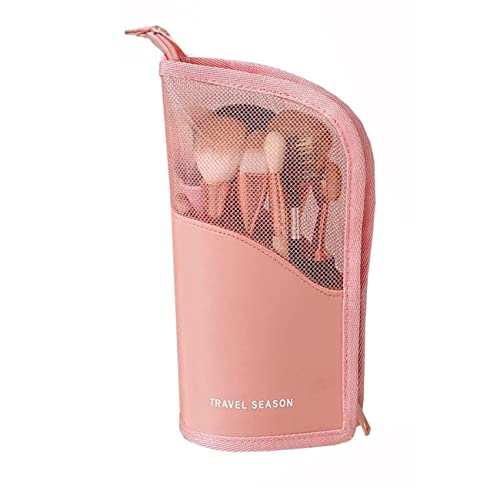 Bolsa para brochas de Maquillaje, Estuche de Viaje para cosméticos, para brochas de Maquillaje, Estuche con Cremallera, para Mujeres y niñas, 1 Unidad, Color Rosa