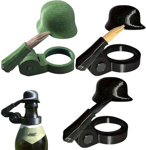 Soldat Salute Bier Bierflaschen Helm Bierflaschen Helm Staubdichte Lustiger Dekorative Kappen Wiederverwendbar Soldier Salute Bierflaschenhelm für Party Grillparty Bar (A+B+C)