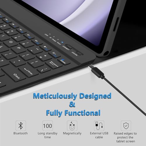 Image of typecase Keyboard Case for Samsung Galaxy Tab A11+ / A11 Plus 2025 (11 Inch) & A9+ / A9 Plus 2023 (11 inch) with Multi Viewing Angle, Wireless Detachable Folio KB Cover with S Pen Holder-Black