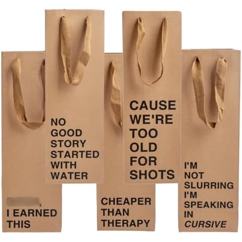 Funny Wine/Alcohol Gift Bag Set - 5 Piece Snarky Set #2 with Humorous Sayings for Birthdays and Celebrations Cover