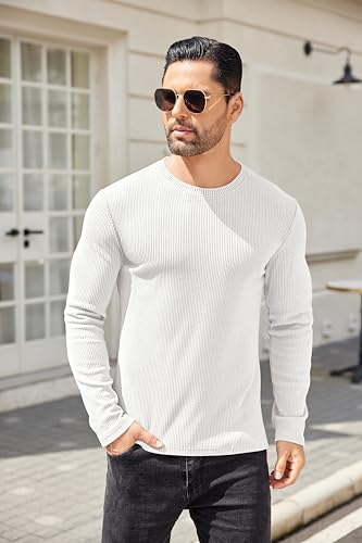 COOFANDY Mens Long Sleeve Shirts Thermal T-Shirt Slim Fit Crewneck Sweater Knitted Pullover Shirt4