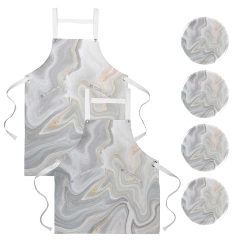 Tablier de cuisine motif marbre abstrait pour pâtisserie et maison
