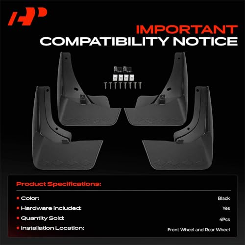 Image of A-Premium Set of 4PCS Mud Flaps Splash Guards Mudguards Mudflaps with Hardware Kits Compatible with Volkswagen Tiguan 2025 S SE Sport Utility, Front & Rear (Driver and Passenger Side) | Compatible with Volkswagen Tiguan 2025 S SE Sport Utility, Set of 4 Front and Rear