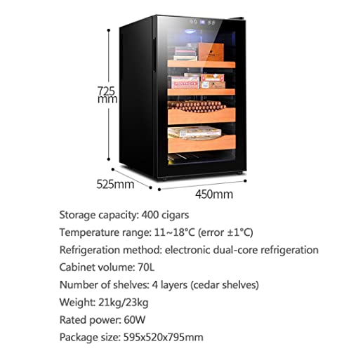 0℃ Outdoor Zigarrenkeller, Weinkühlschrank 11-18°C, Unabhängiger Zigarrenschrank mit Konstanter Temperatur und Luftfeuchtigkeit, Soft Touch Bedienfeld, Vollglas-designtür, 400 Zigarren,Schwarz