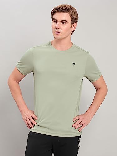 Image of TECHNOSPORT Men's Slim Fit Polyester Activewear Sports T-Shirt with Moisture-Wicking Comfort for Workout, Running & Gym