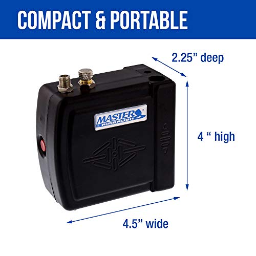 Master Model C16-B - Black Mini Airbrush Air Compressor with 6 Foot Braided Air Hose with 1/8 in. Ends - Image 5