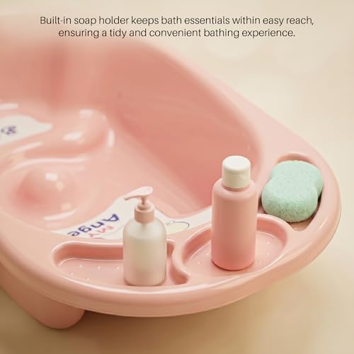 Image of Baybee Lullie Baby Bath Tub for Kids with Anti-Slip Base & Easy Drain | Babies Bathtub with Built-in Soap & Accessory Holder | Spacious Baby Bath Tub for 0-5 Years Boys Girls (Pink)